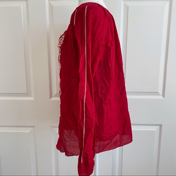 Lucky Brand embroidered peasant boho tunic red NWT - Picture 7 of 9